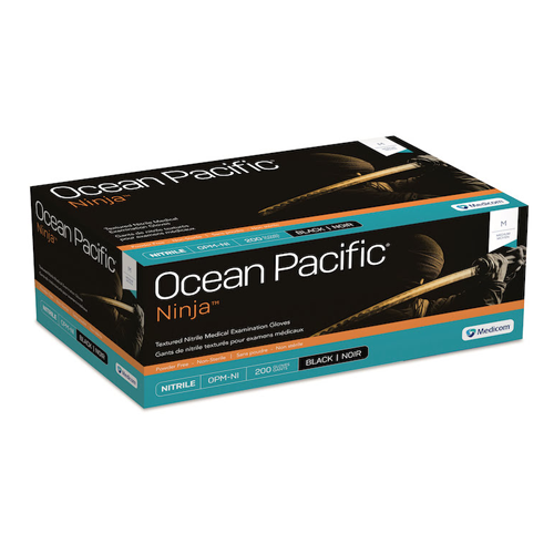 Ocean Pacific Ninja Black Nitrile Powder Free Gloves, 200/Box