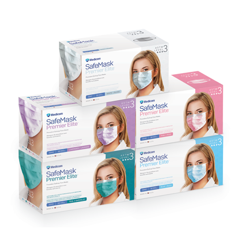 SafeMask Premier Elite Earloop Masks, Level 3,  50/Box
