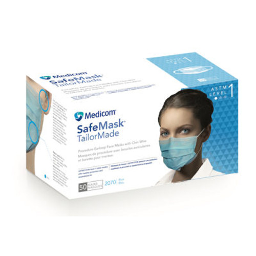 SafeMask TailorMade Earloop Masks, Level 1, 50/Box
