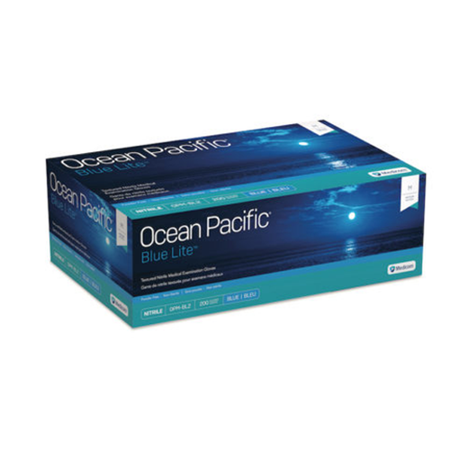 Ocean Pacific Blue Lite Gloves Nitrile PF Gloves, 200/Box