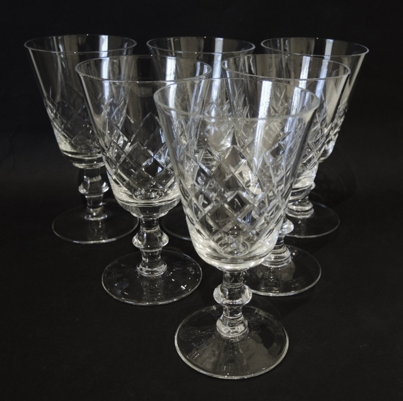 Wien Antik, Lyngby Glas, Denmark, Seven Clear Port Wine Glasses