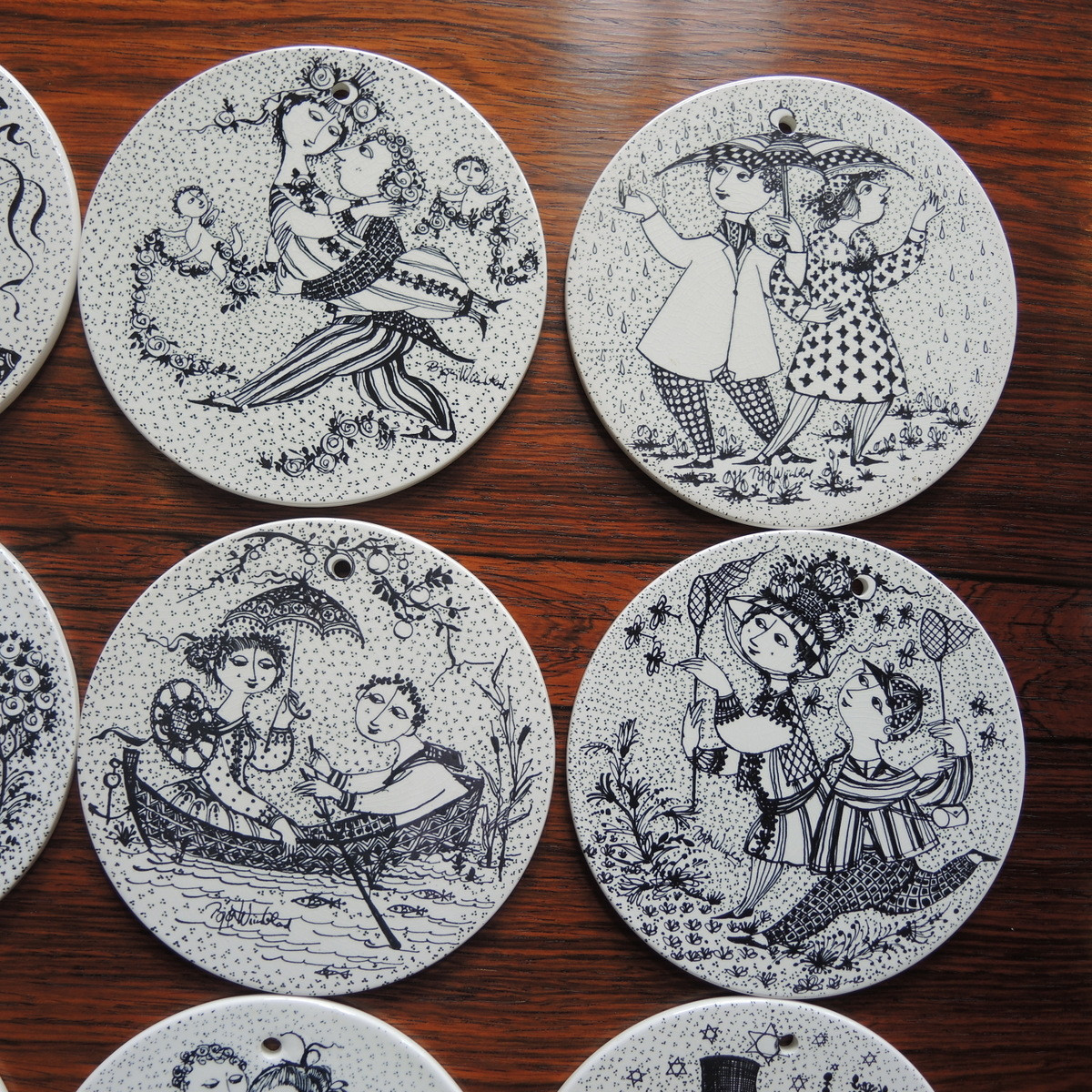 Complete Set of 12 Vintage Nymolle Bjorn Wiinblad Birth Plaques