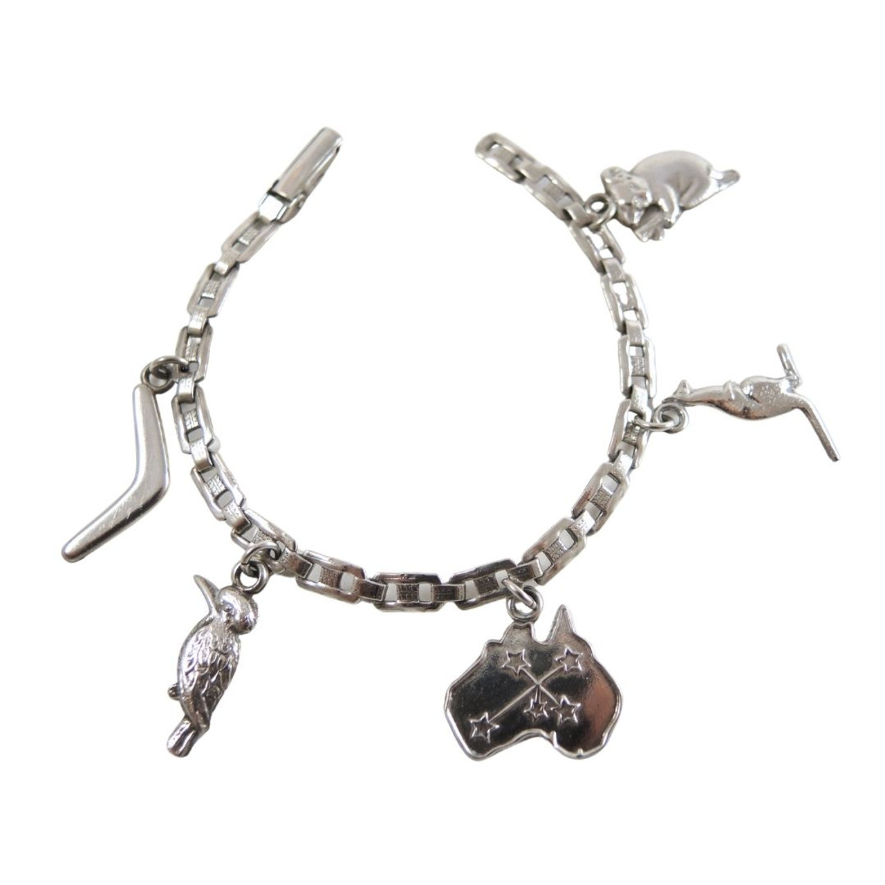 Vintage Australian Small Sterling Silver Charm Bracelet - In Store