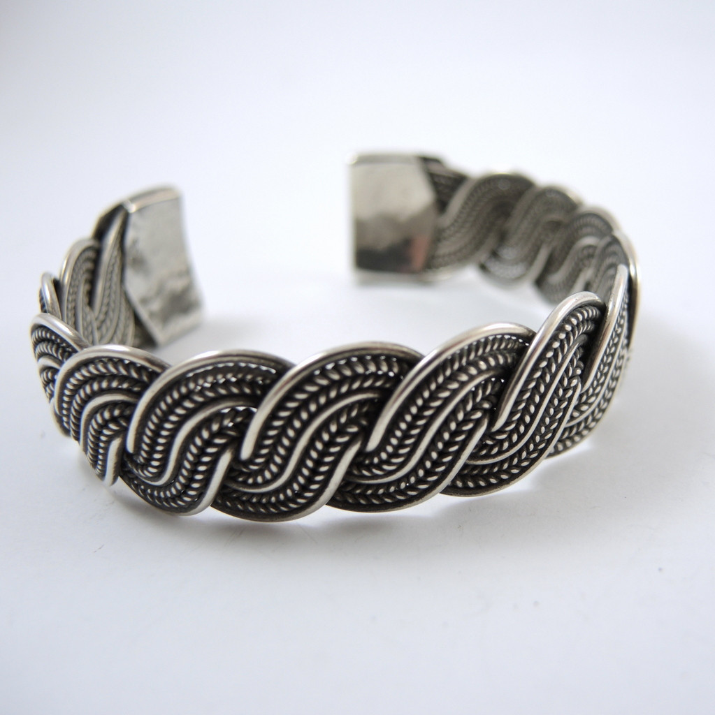 Vintage Sterling Silver Woven Cuff bangle -In Store