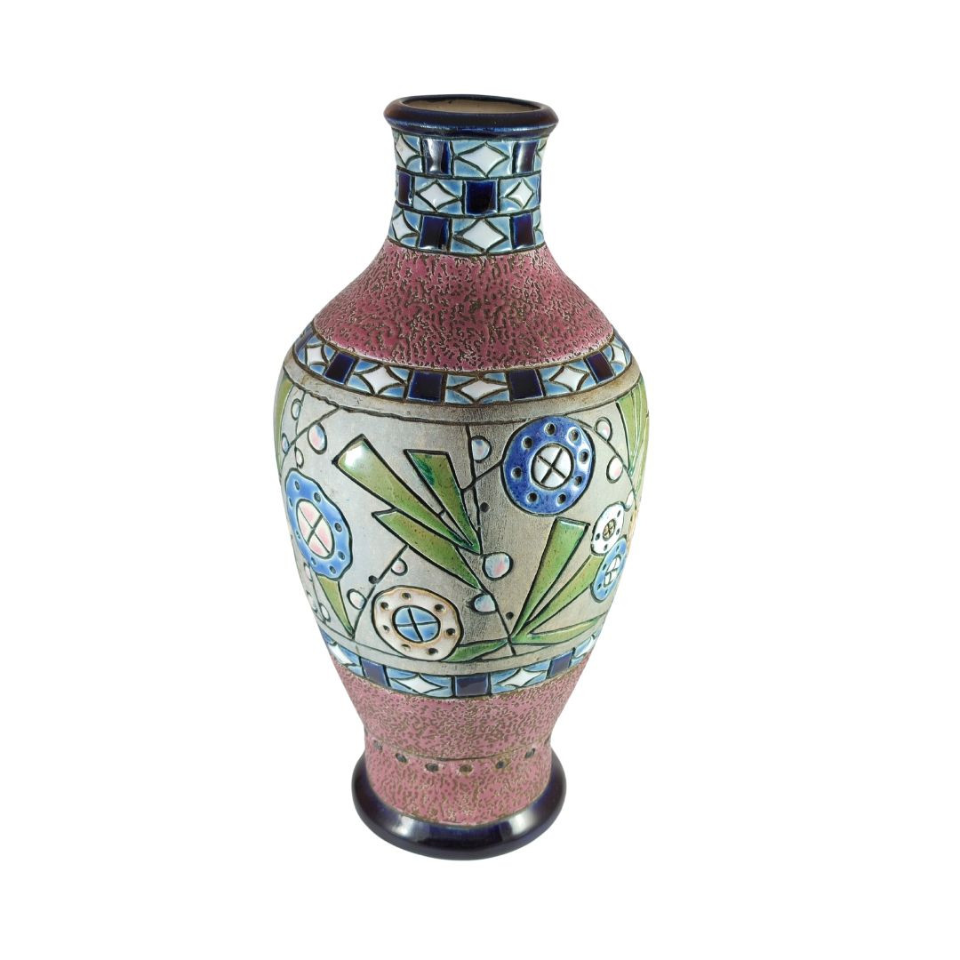80s Art Deco Vase CVV Vianne アール・デコ 花瓶 Art Deco Vases in Enameled Earthenware, Set of 2 for sale at Pamono