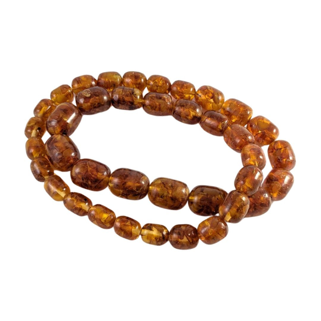 Vintage Baltic Amber Olive Bead Necklace In Store