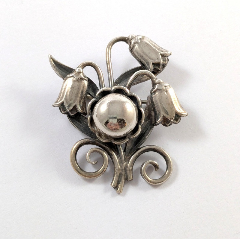 Vintage Danish 830S Silver Bell Flower Brooch In Store