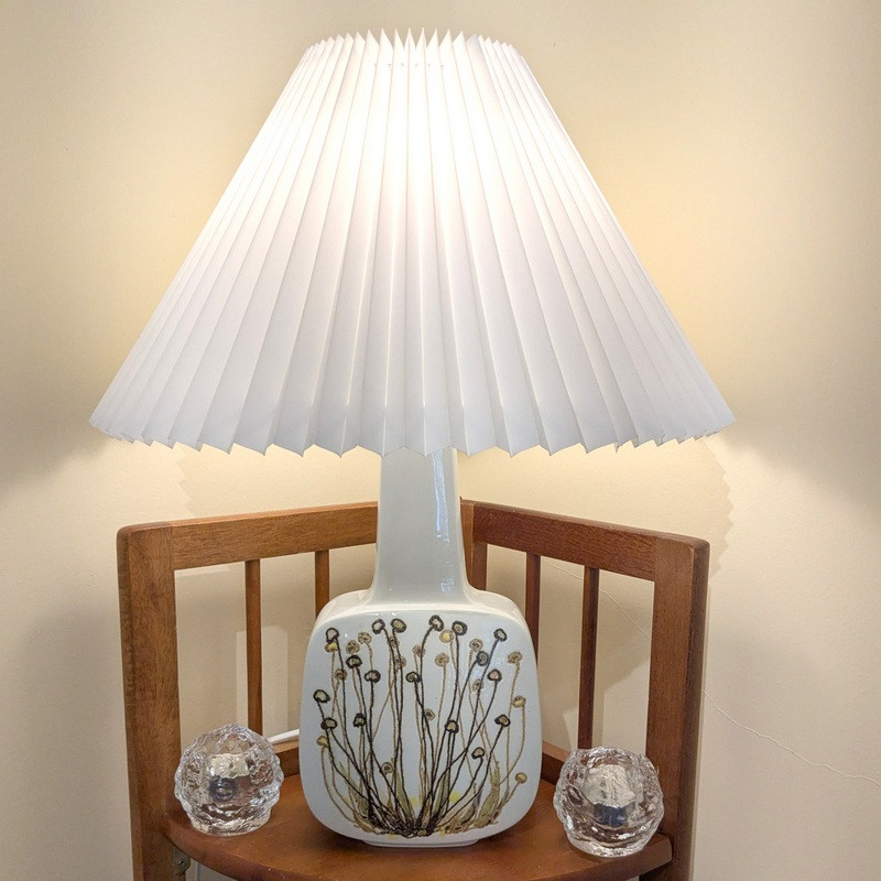 Vintage Royal Copenhagen Faience Baca Dandelion Lamp By Ellen