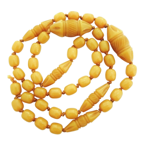 Vintage Butterscotch Amber Bakelite Necklace Prayer Beads 