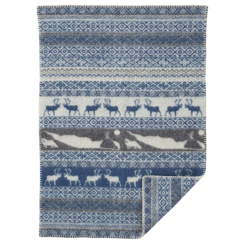 Brand New Klippan Lambs Wool Baby Blanket Sarek Blue