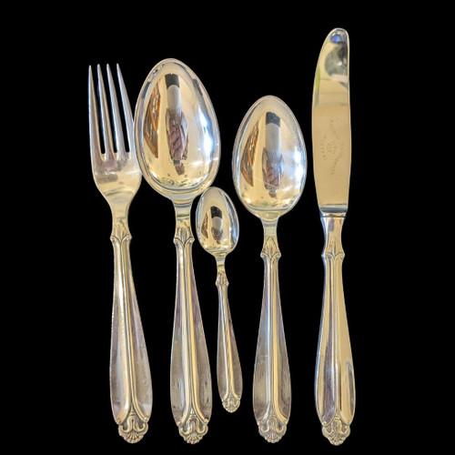 6 Person Art Nouveau Danish Silver Plate Cutlery Set Rio ABSA c1930