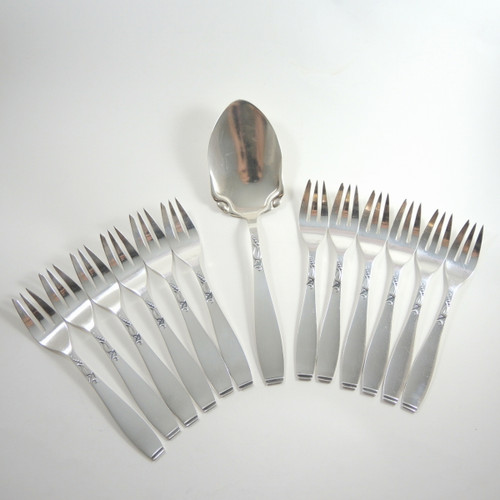 12 Vintage Danish Silver Plate Cake Fork Set Lilymore A. Prip