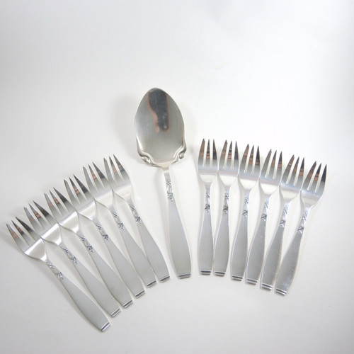 12 Vintage Danish Silver Plate Cake Forks Set Lilymore A. Prip