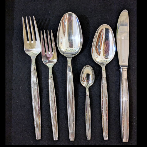 Vintage Danish Fredericia Kr J Andersen Silver Plate Capri Cutlery Set 