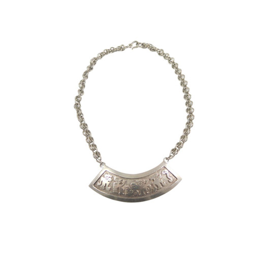 Vintage South American 950 Silver Necklace Ecuador Inca Motifs