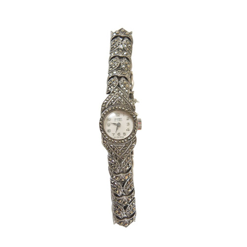 Vintage Pierpont Art Deco  Australian Sterling Silver Marcasite Cocktail Watch 