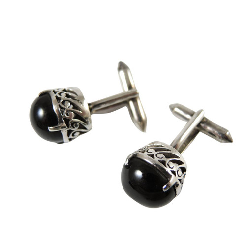 Vintage Solid Silver Star Gemstone Cuff Links 