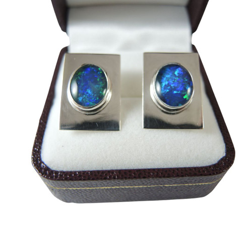 Vintage Solid Silver Opal cufflinks