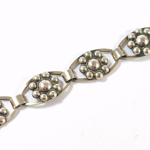 Art Deco Scandinavian 830S Silver Hallmarked Flower Bracelet