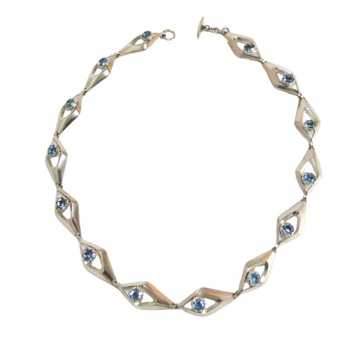 Vintage Danish Hermann Siersbol Sterling Silver Blue Stone Necklace