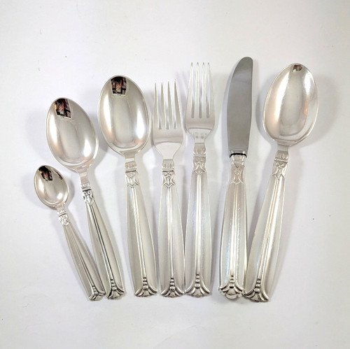 6 Person Vintage Danish Silver Plate Major Cutlery Set S. Chr Fogh