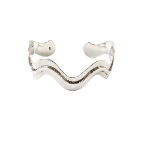 Vintage Sterling Silver Wave Design Cuff Bangle
