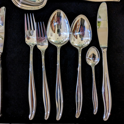 Retro Vintage ABSA Columbine Danish Silver Plate Cutlery flatware set for 12 people 
