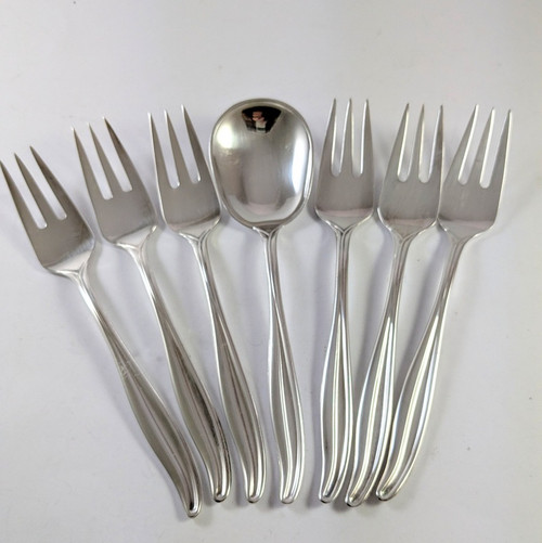 Retro Vintage Columbine Danish Silver Plate Cake Fork Set