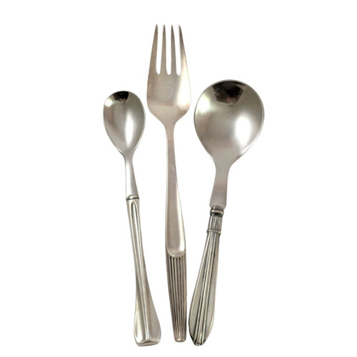 3 Danish 830S Silver W & S Sorensen baby spoon, Hugo Grun Spoon & Slagelse Eva Fork