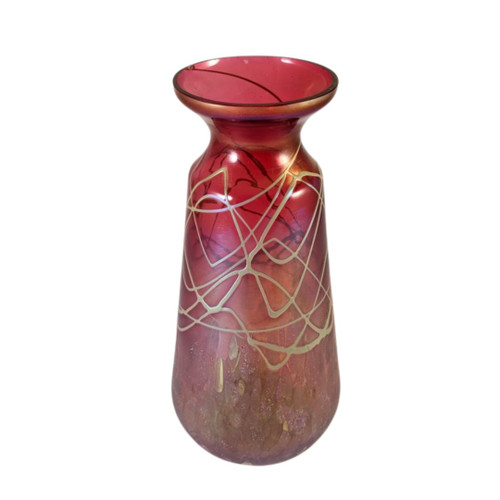 Art Nouveau Austro Bohemian Iridescent Art Glass Vase with threading Art Nouveau Austro Bohemian Iridescent Art Glass Vase with threading