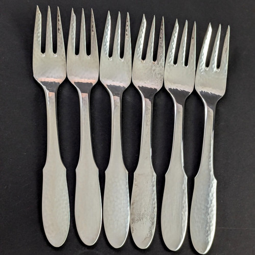 6 Vintage Danish Silver Plate Georg Jensen Mermaid Cake Forks