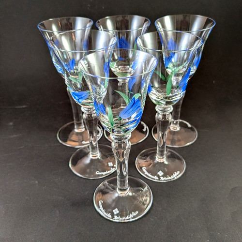 6 Vintage Swedish Christineholm Campanula Port or Liqueur glasses