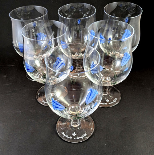 6 Vintage Swedish Christineholm Campanula Beer or Water glasses