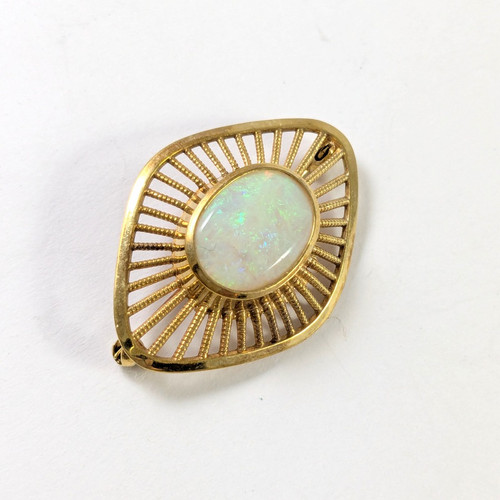 Vintage Australian 9ct Gold Solid Crystal Andamooka Opal Brooch