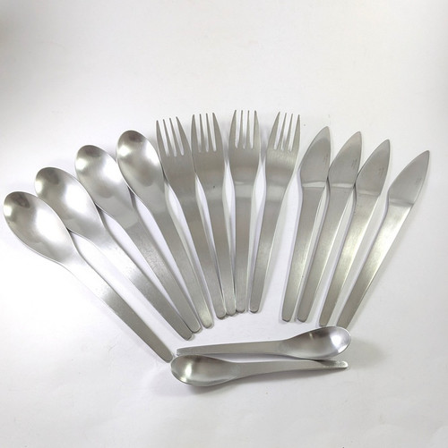 Vintage Danish Post Modern Stainless Steel Cutlery Set by JKJ Design fro Aida Dynamic 