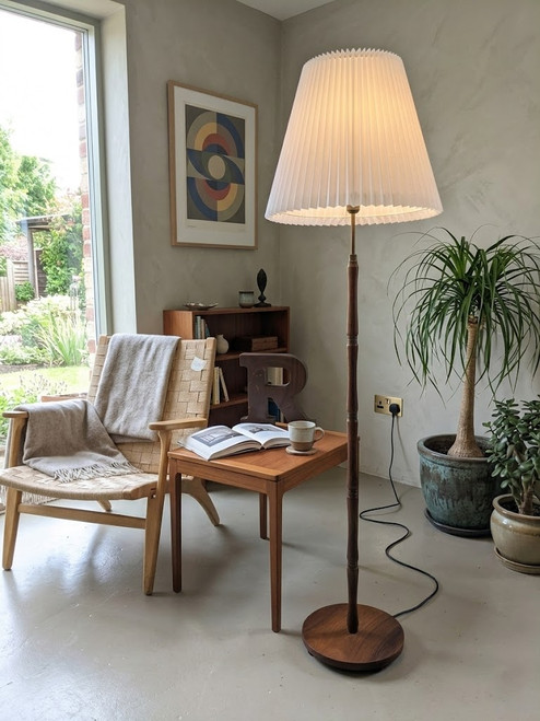 Vintage Mid Century Danish Brazilian Rosewood Standard / Floor Lamp with brass banding