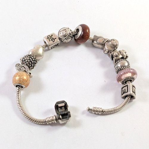 Pandora ALE Danish Sterling Silver Bracelet with 12 Pandora Charms