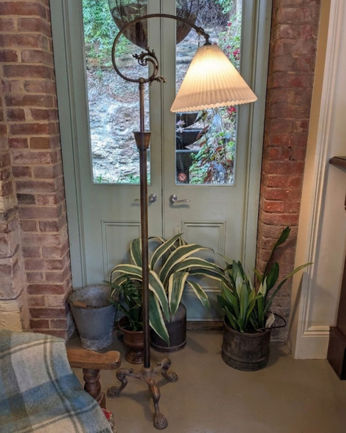 Antique Bronze Floor Lamp with Pleated shade