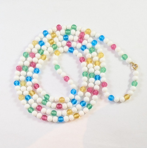 Vintage 1.3m 1950's Coloured Glass Bead Necklace. 
