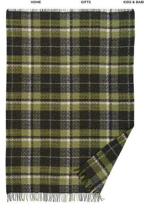 Brand New Klippan Lambs Wool Blanket Snuggle Green