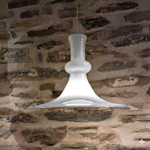  Vintage Holmegaard Etude 350mm white glass pendant light Danish Design