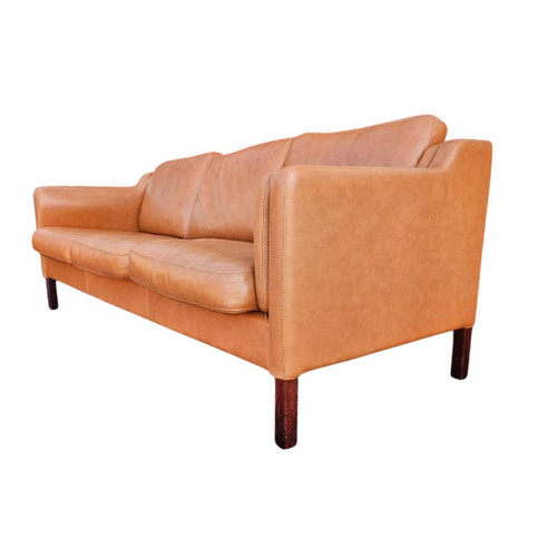  Vintage Danish Cognac / Tan Leather 3 seater sofa ex condition. 