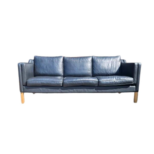 Vintage Danish Black Leather 3 seater Sofa or Couch Mogensen Style #3