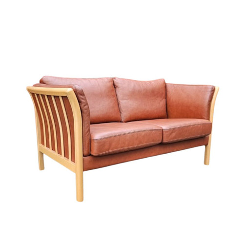 Vintage Danish Tan Leather 2 seater sofa ex condition. 