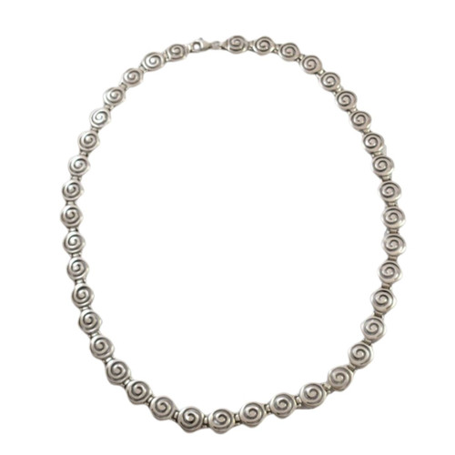 Vintage Mid Century Sterling Silver Spiral Twist Necklace 