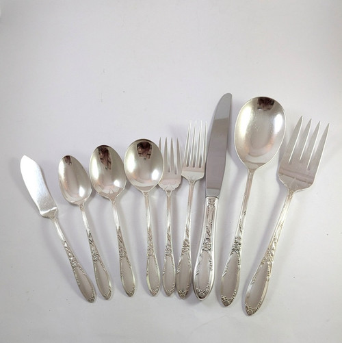 8 Person Vintage Oneida Virginian Sterling Silver Cutlery Set 50pce 