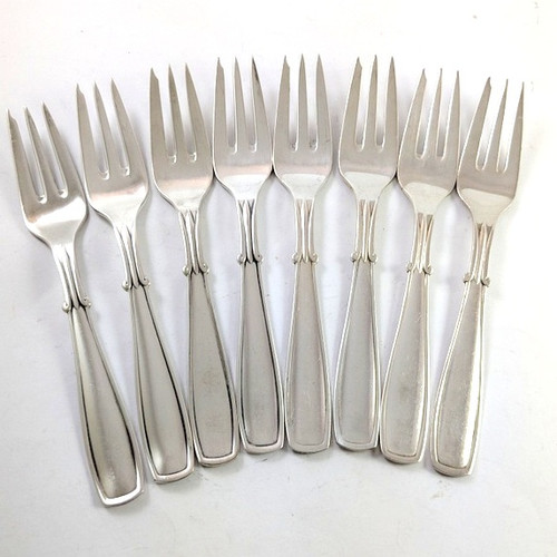 8 Vintage Danish Silver Plate Kvintus Cake Forks & Jam Spoon