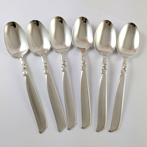 6 Vintage Oneida Community Silver Plate South Seas Teaspoons