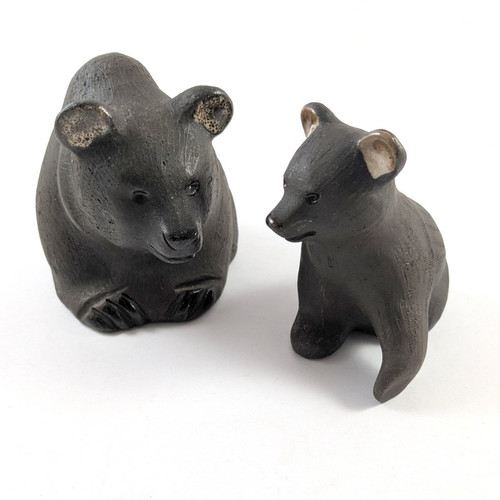 Vintage Danish Stoneware Mother and Cub Bears Hyllested Ceramics