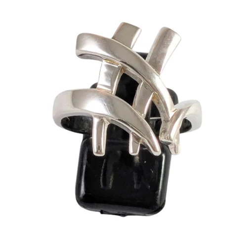 Vintage sterling silver Criss Cross ring Size T 1/2